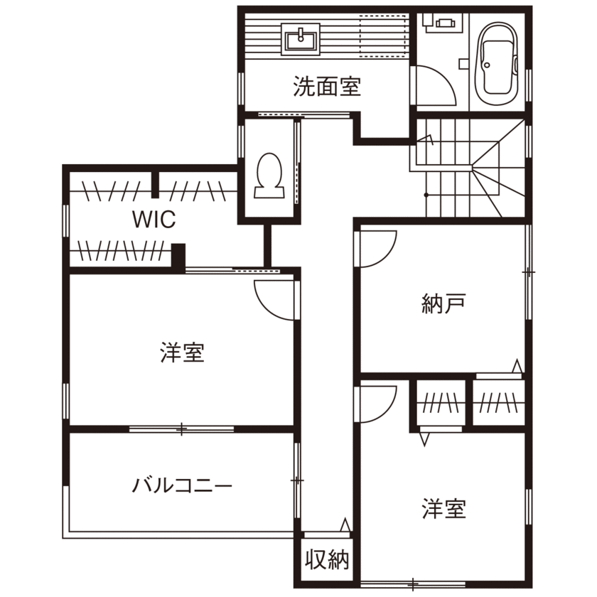 ポウハウス一級建築士事務所（ポラスグループ） 【2020万円/30坪台/間取り図有】お洒落ながら、飾りすぎない。絶妙な空間設計の、大人シンプルな家の間取り図（2LDK）2階