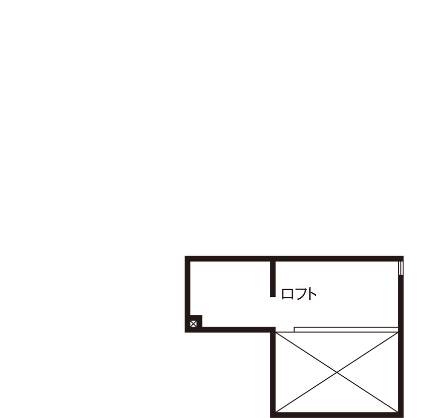 石井工務店 まるで露天風呂のような内風呂がある、コの字型の平屋の住まいの間取り図（3LDK）ロフト