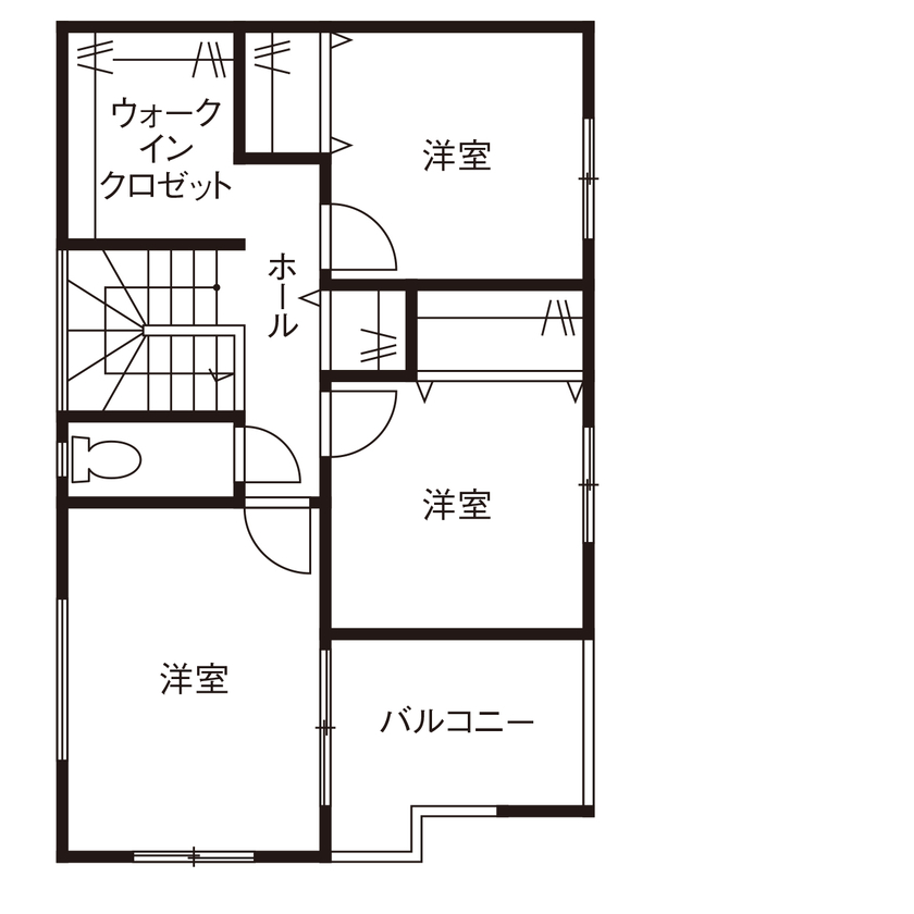【イチケン】土地付き注文住宅のDigLife 【2000万円台/間取り図あり/多彩なアクセントウォール/3LDK】「他に見ない」オリーブの外壁は木目と相性◎の間取り図（3LDK）２階