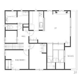 北辰工務店（ポラスグループ） 【完全分離二世帯住宅】　お茶を楽しむ本格和室とナチュラルモダンのお住まいの間取り図（5K以上）2階