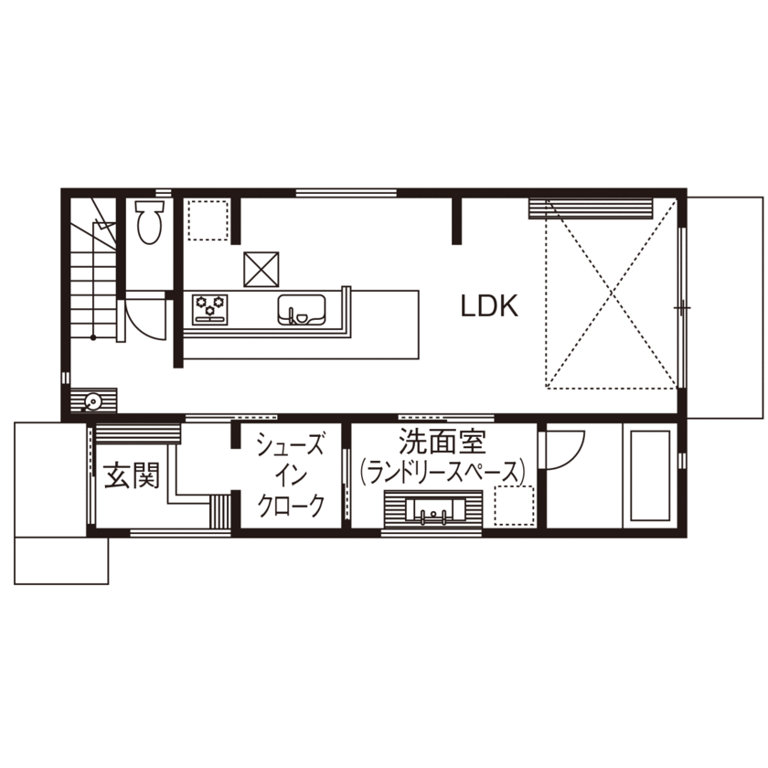 北辰工務店（ポラスグループ） 【1000万円台/30坪台/間取り図有/吹き抜け】ナチュラルテイストで 家事も子育ても楽しめる家の間取り図（3LDK）1階