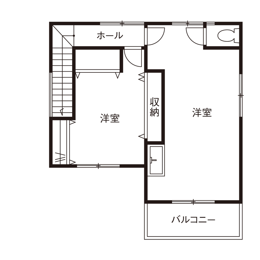北辰工務店（ポラスグループ） 【30坪台/3LDK/中庭/間取り図有】四季の移ろいを感じながら、趣味を思う存分楽しむ暮らしの間取り図（3LDK）2階
