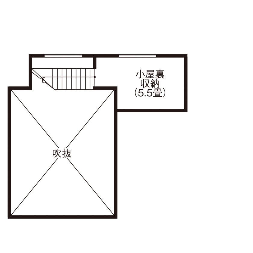 山万（京成本線、京成千葉線、JR総武線沿線を中心とした地域） 【3000万円台｜42坪｜吹き抜け｜3LDK】家族でゆったり、開放感に包まれたLDK。家事のしやすさも注目の間取り図（3LDK）小屋裏