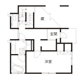 ミサワホーム 家族の絆を育む3階建2世帯住宅　ガレージ上の「蔵」がゆとりを実現の間取り図null１階
