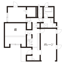 ミサワホーム 遊び心を満たすカフェ風ガレージ。変化に富んだ立体的空間の楽しさの間取り図null1階