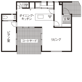 ミサワホーム 光と風を楽しむ中庭のある家　家族のつながりと開放感を実現の間取り図null1階