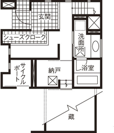ミサワホーム 20坪の敷地で広く暮らす工夫が満載。ビルトインガレージや大収納空間「蔵」の間取り図null1階