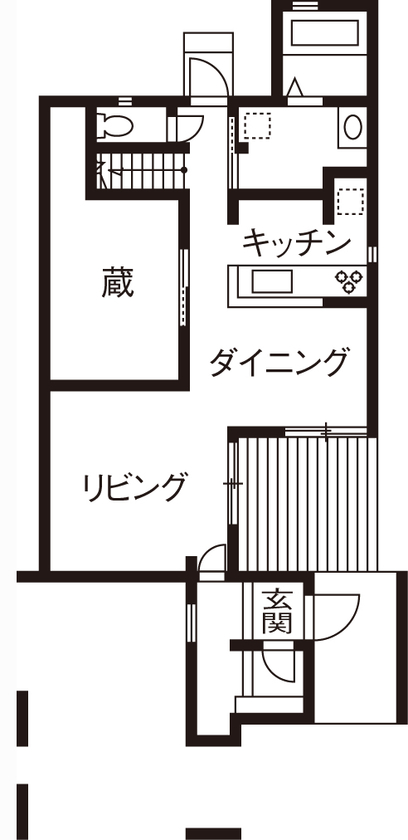 ミサワホーム ４ｍの吹き抜けや中庭を活かして奥に長い敷地に、光あふれる住まいの間取り図null１階