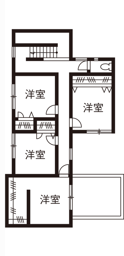 ミサワホーム ４ｍの吹き抜けや中庭を活かして奥に長い敷地に、光あふれる住まいの間取り図null2.5階