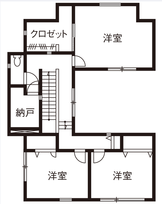 ミサワホーム 空へ抜ける中庭を囲む大開口サッシ　南北から光あふれる高天井のＬＤＫの間取り図null2階