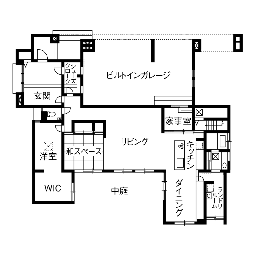 ミサワホーム 美術館のようなファサードが印象的な、多彩な愉しみがある美しい住まいの間取り図（5K以上）1階