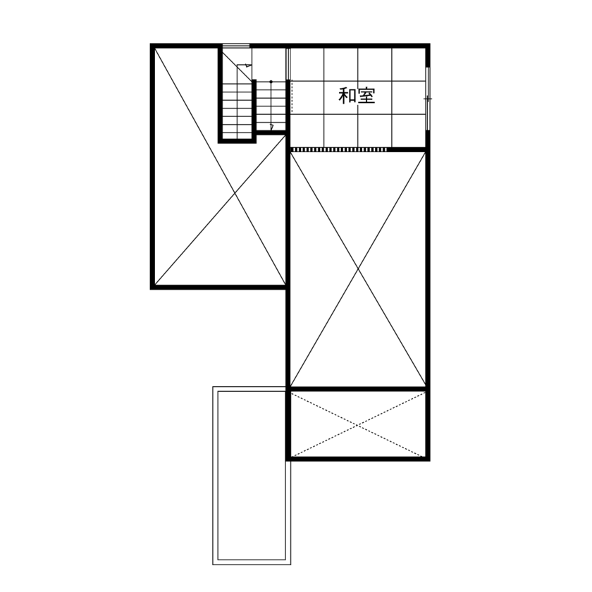 ミサワホーム 3方向の光を招く陽だまりリビング。ふたりで共有する「くつろぎの時間」の間取り図（4LDK）1.5階