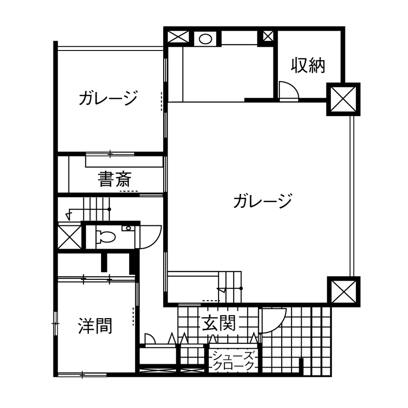ミサワホーム 【高天井・ビルトインガレージ・趣味を楽しむ】至福の時間を愉しむ、ガレージのある住まいの間取り図（3LDK）1階