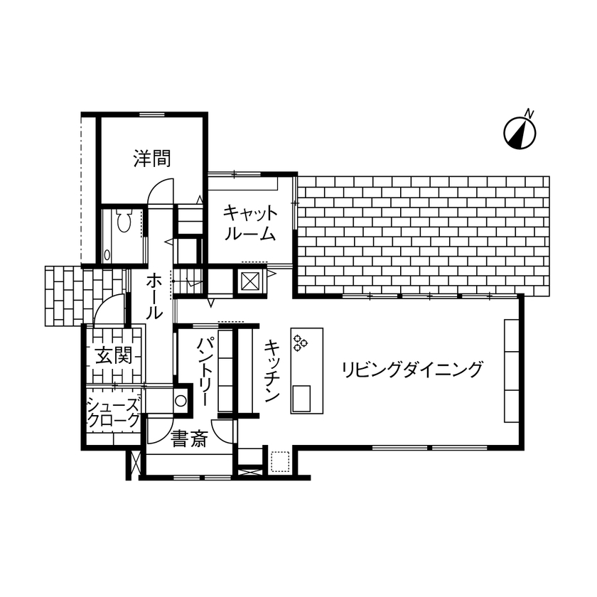 ミサワホーム 【大開口・高天井／高断熱／ペットと暮らす】田園風景を眺め、サウナやホームジムで自分時間を楽しむ住まいの間取り図（3LDK）1階