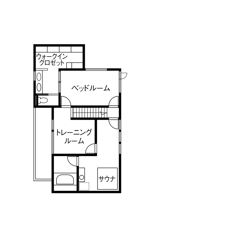 ミサワホーム 【大開口・高天井／高断熱／ペットと暮らす】田園風景を眺め、サウナやホームジムで自分時間を楽しむ住まいの間取り図（3LDK）2階