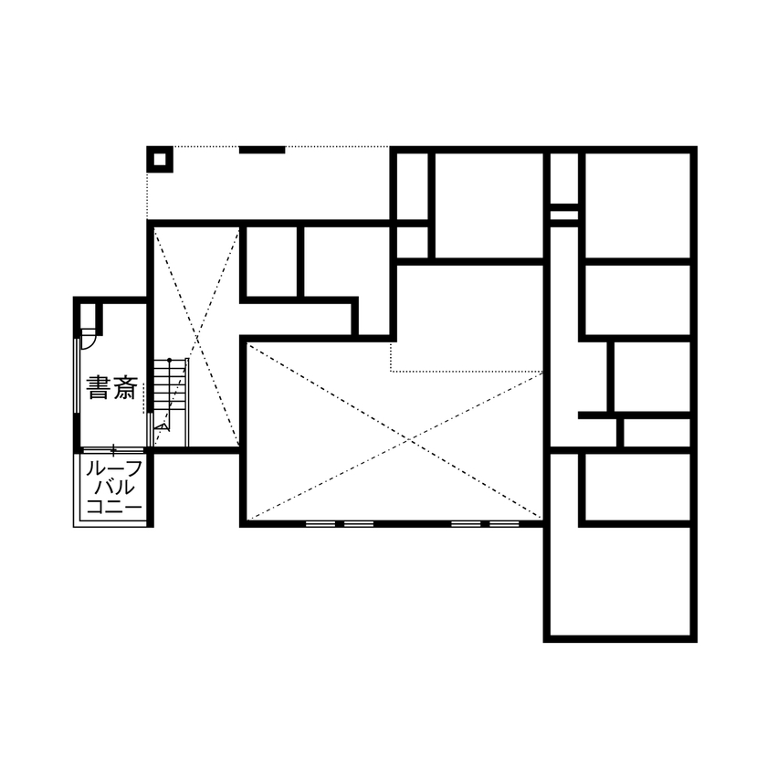 ミサワホーム 【平屋／30坪台／蔵のある家】平屋で楽しむ大きな空間と、将来を見据えた暮らしの間取り図（3LDK）1.5階