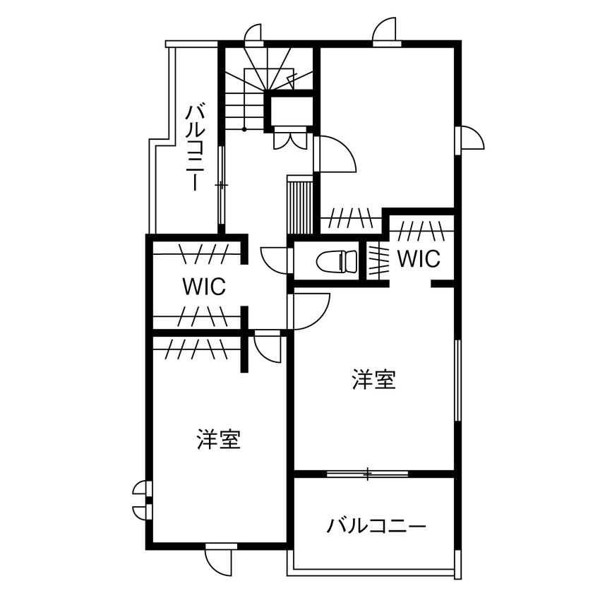 タクトホーム 【1000万円台／家事動線／収納充実／間取図】デザイン性を重視し、「お洒落であること」を追求した住まいの間取り図（3LDK+書斎+WIC+SIC）２階