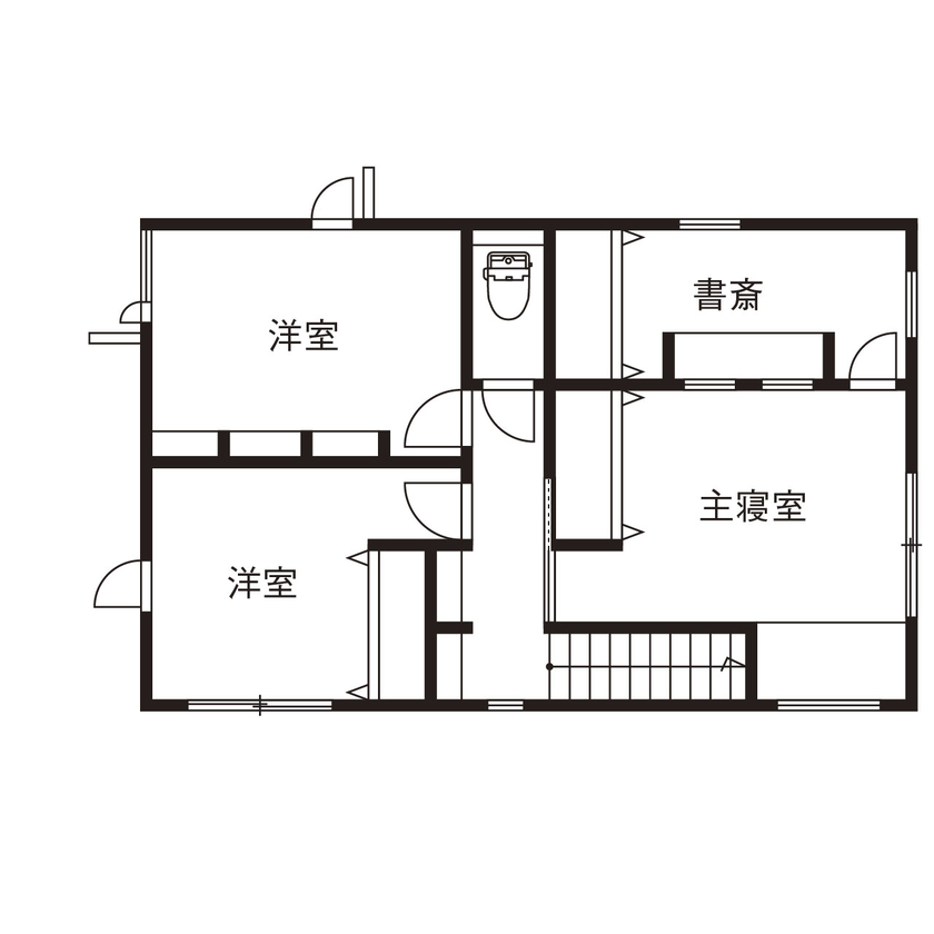 アルホームサービス（シンプルノート茨木・高槻スタジオ） 高槻市｜2300万円台｜間取り図あり｜お気に入りに囲まれてリモートワークができる書斎のある家の間取り図（３LDK＋書斎）2階