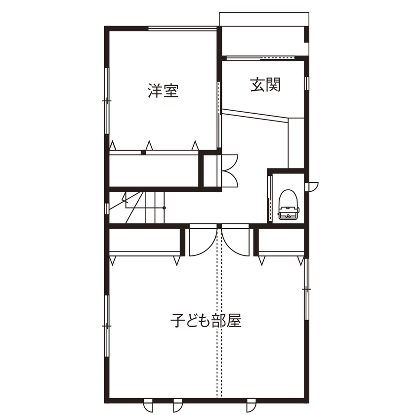 アルホームサービス（シンプルノート茨木・高槻スタジオ） 茨木市｜1900万円台｜狭小地｜間取り図あり｜青空の下でアウトドアを楽しむスカイバルコニーのある家の間取り図（2LDK＋ロフト）1階