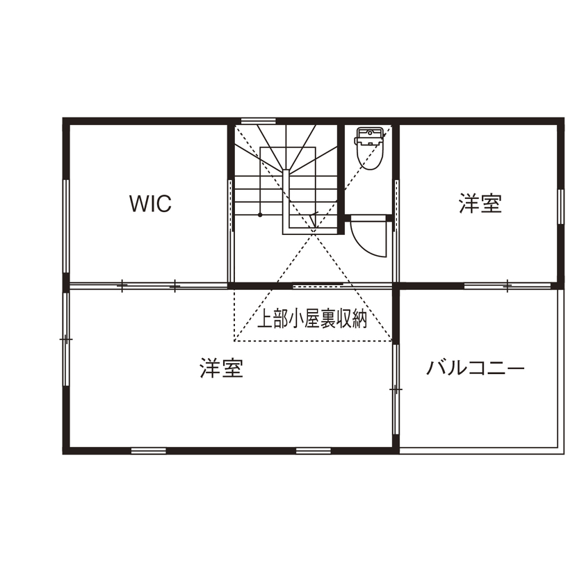 アルホームサービス（シンプルノート茨木・高槻スタジオ） 大阪市｜狭小地｜間取り図あり｜キッチンとテラスが一体につながる、外ごはんを楽しめる家の間取り図（2LDK）２階