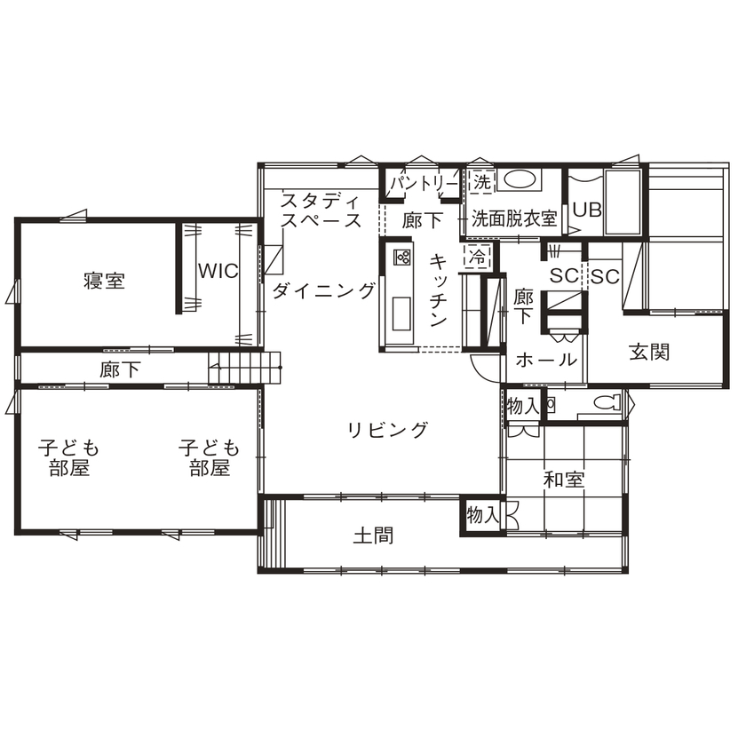 WABIKA/廣神建設（ひろかみけんせつ） 【2000万円台/平屋】自然との暮らしを愉しむ家の間取り図null1階