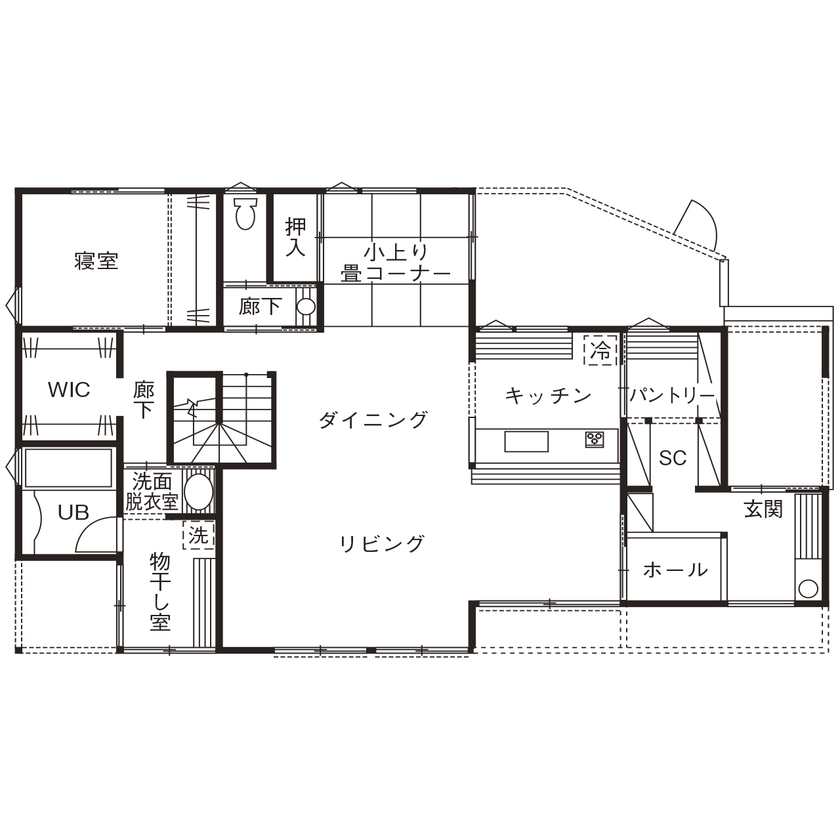 WABIKA/廣神建設（ひろかみけんせつ） 【2000万円台/和モダン】坪庭を愉しむおもてなしの家の間取り図null1階