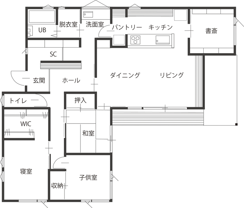 WABIKA/廣神建設（ひろかみけんせつ） 侘び寂びを愉しむ暮らしの間取り図（4LDK）１階