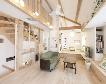 無添加住宅 【神奈川/自然素材/吹抜け】「気持ちのいい家を建てたい」とたどり着いた、無垢材と漆喰の家の建築実例画像2