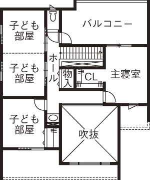 イシンホーム住宅研究会　大縄林業 【2000～2499万円台/間取り有】ラグジュアリーなデザイン×家事ラク動線を追求！笑顔が集まる快適な家の間取り図（3LDK）２階