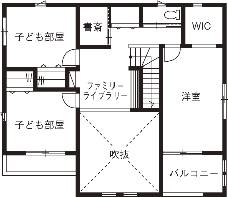 イシンホーム住宅研究会　大縄林業 【1500～1999万円台/間取り有】つながる動線×たっぷり収納が、がんばるママを応援！夏も冬も快適な家の間取り図（4LDK）2階