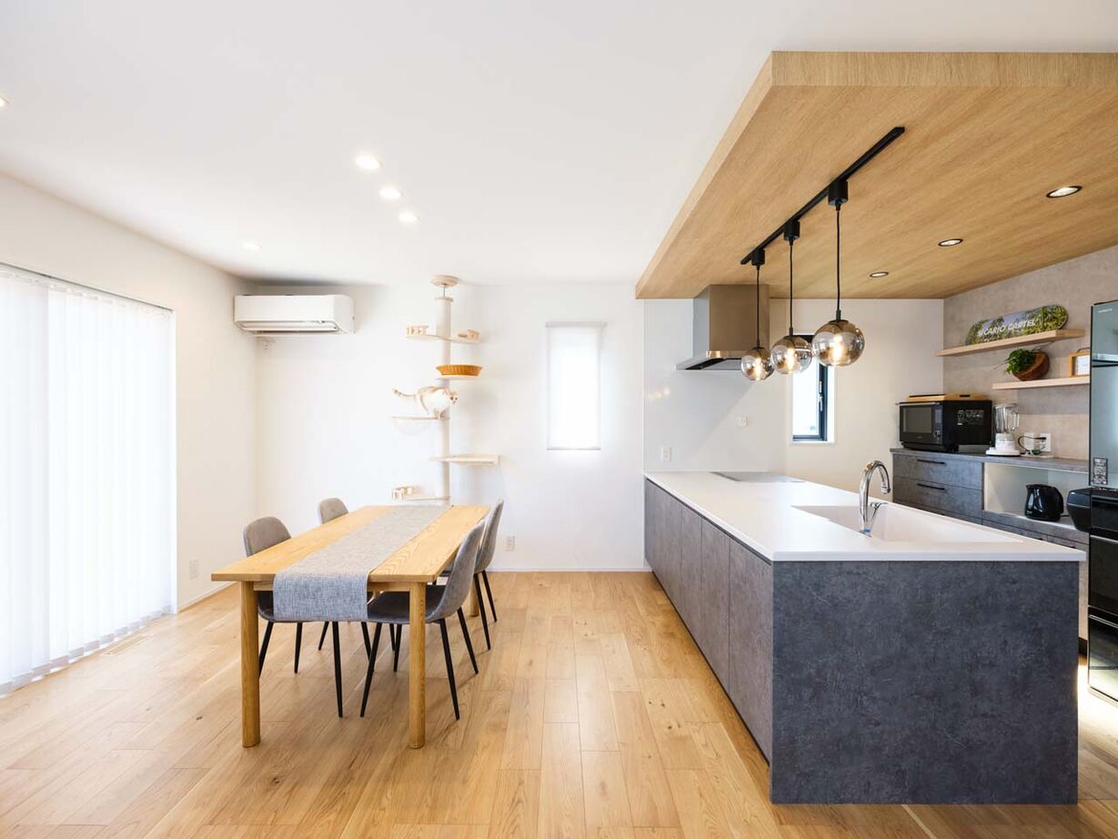 イシンホーム住宅研究会　大縄林業 【間取り有】エアコン効率が良く、冬も夏も快適！家族と猫がくつろぐ吹き抜けのある家の建築実例画像4