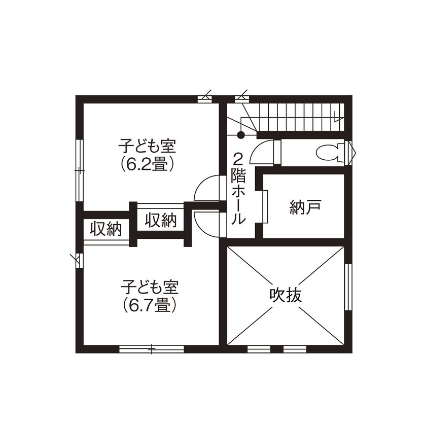 イシンホーム住宅研究会　大縄林業 【間取り有】家事が楽になる家なら、暮らしが楽しく快適に。想いを実現した理想の住まいの間取り図（3LDK）2階
