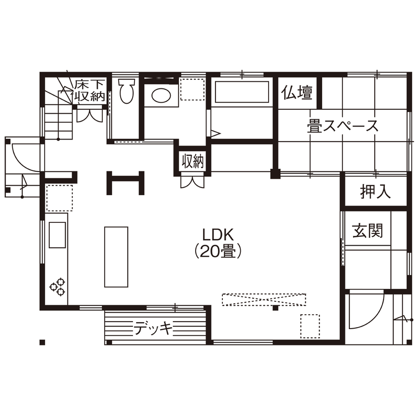 hoku archidesign 【間取図有｜3500～3999万円｜4LDK｜建築家と建てる】自然素材たっぷり！アトリエもある家の間取り図（4LDK）1階