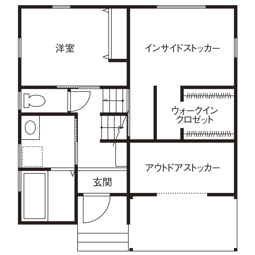 アクロスホーム 【BinO/上田市/スキップフロア/1000万円台/間取り有】小さく建てて豊かに暮らす。アイデアいっぱいの家！の間取り図（2LDK＋プラスα）１階