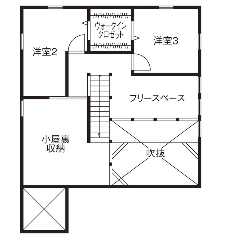 アクロスホーム 【BinO/上田市/1000万円台/間取り有/薪ストーブ】楽しい暮らし！大人インダストリアル「平屋＋ロフト」の家の間取り図（3LDK＋小屋裏収納）ロフト