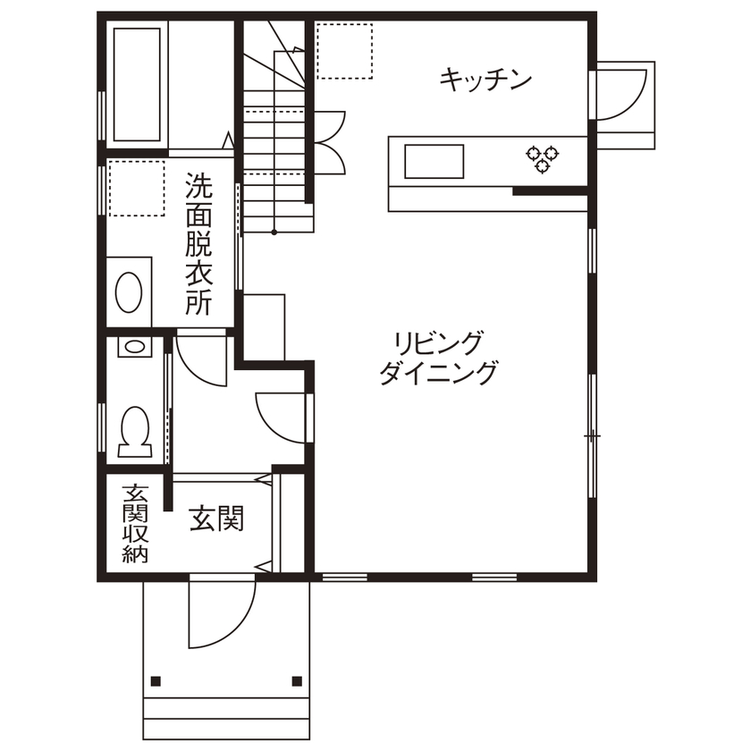 アクロスホーム 【1000万円台｜28坪｜間取り有】塗り壁外壁、木製キッチン…欲しかった「かわいい」が全部詰まった家の間取り図（3LDK）１階