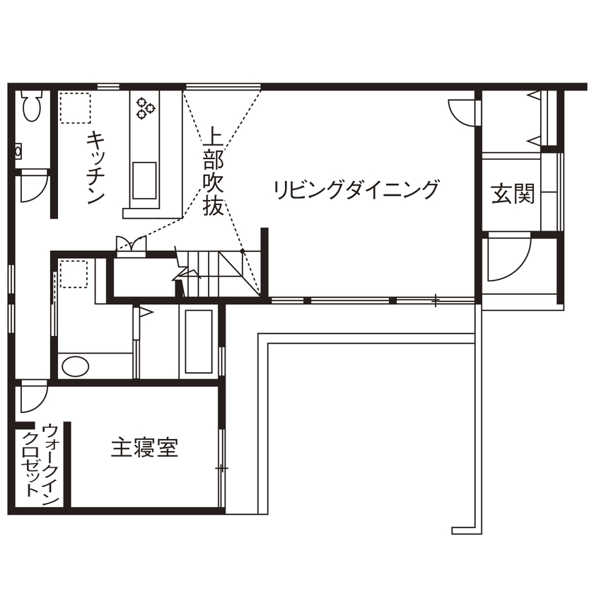 アクロスホーム 【ゼロキューブ/長野県/2000万円台/間取り有】人気ファッションブランドとコラボ「家族時間が増えました」の間取り図（3LDK＋フリースペース）１階