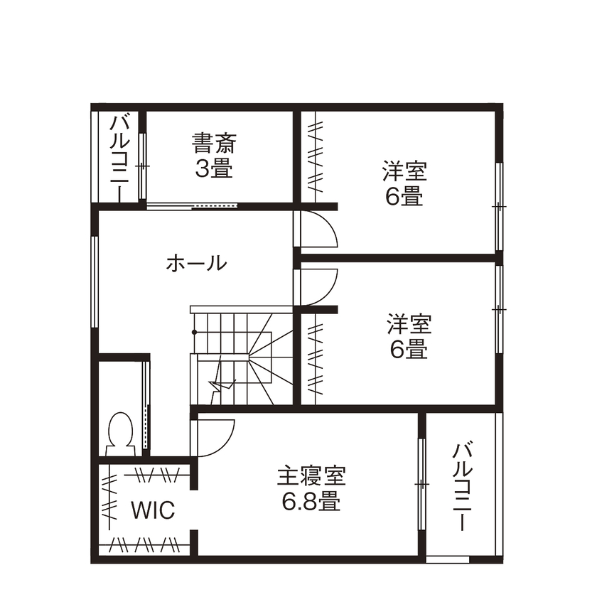 コタエルハウス（山岸工業） 【テクノストラクチャー／40坪台／間取り図】動線や収納の工夫で家事を時短。大切な家族の時間を楽しむ家にの間取り図（4LDK＋S）2階