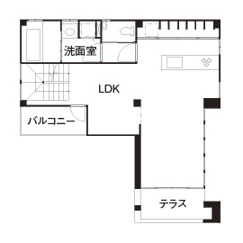 アナタカラ建設 【大阪府/インナーガレージ/50坪台】スタイリッシュ&ヴィンテージな3階建て住宅の実例（間取り図有）の間取り図（LDK+３LDK+WIC）２階
