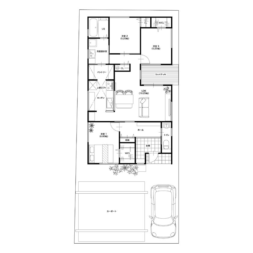 アナタカラ建設 【大阪府/2000 万円台/ 平屋】コンパクトながら動線から収納力まで考えつくされた平屋（間取り図あり）の間取り図（3LDK）１階