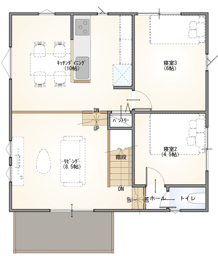 ネクストイノベーション 【山形市/店舗併用住宅/二世帯住宅/アウトドア】祖父母・夫婦・子どもの３世代が心地よく暮らす広々空間の間取り図（4LDK）２階