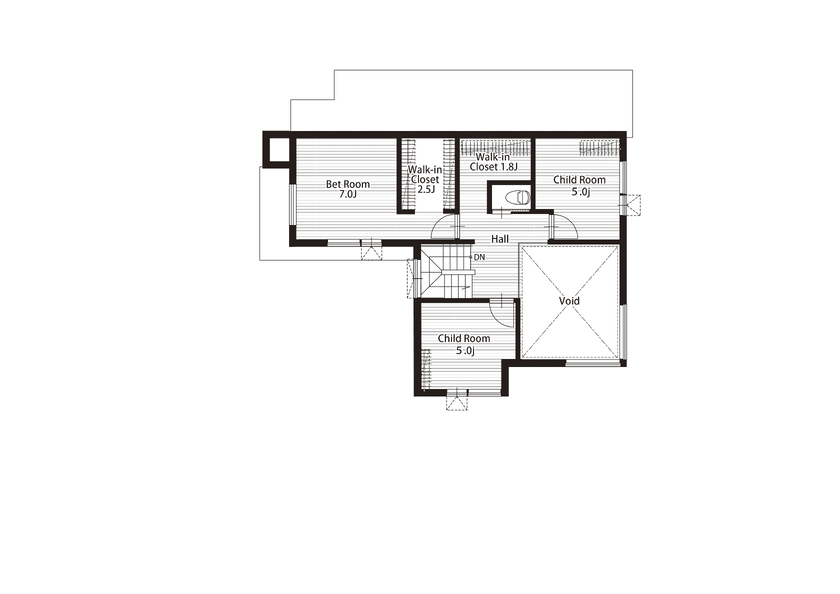 STV興発 【札幌市/3LDK+フリールーム間取り図/造作家具/個室にもなる畳の小上り】の間取り図（3LDK＋フリールーム）２階
