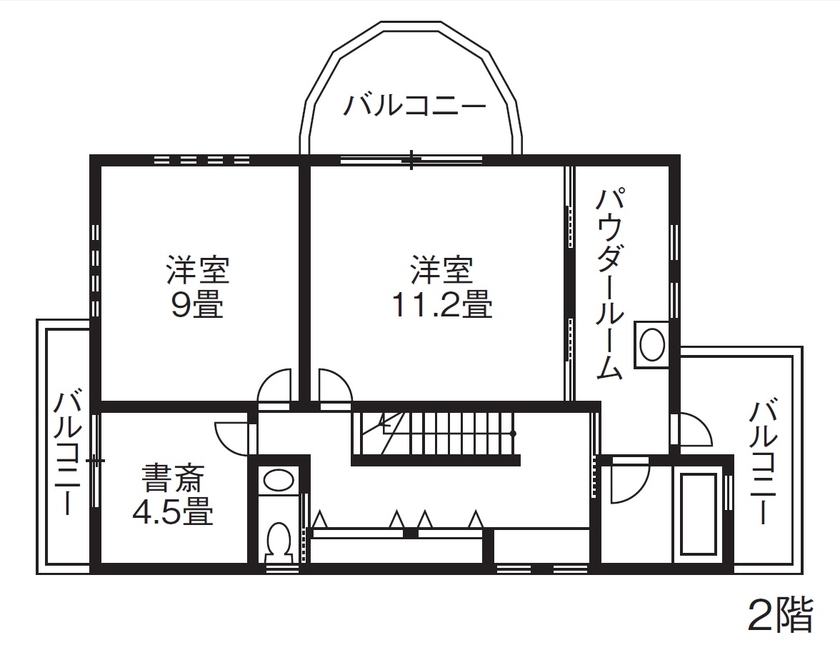 東創プランニングサービス 【2000万円】【間取り有】R型のリビングから景色を楽しむ。リゾートライクな家を土地探しから形にの間取り図（4LDK）２階