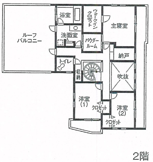 東創プランニングサービス 【間取り有】大理石の床とコンクリート調の壁がスタイリッシュ。Rosso(赤)がテーマのガレージハウスの間取り図（4LDK+ガレージ）2階