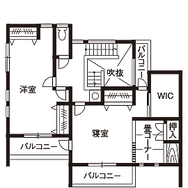 東創プランニングサービス 【1000万円台】造作家具たっぷり。無垢&アイアンのクールなインダストリアル・スタイルの家【間取り有】の間取り図（4LDK）2階