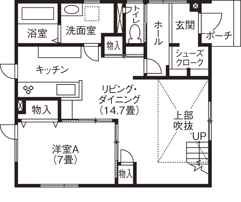 ホーム企画センター 【2000～2500万円】レトロモダンな仕上がり　隅々にセンスが光る快適空間の間取り図（3LDK）１階
