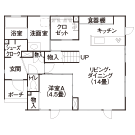 ホーム企画センター 【2000万円～2499万円】すっきりとシンプルにコーディネート。塩系＆モダンMIXのお洒落な住まいの間取り図（4LDK）1階