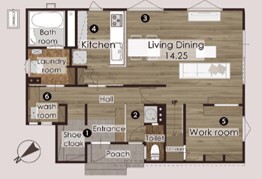ホーム企画センター 【札幌市】家族の成長と暮らしを支える、柔軟な住まいのかたちの間取り図（3LDK）1階