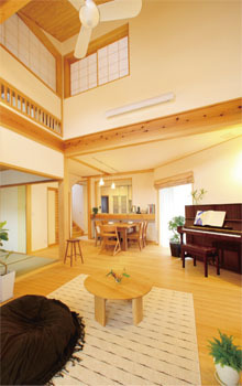 Toiro　四季の住まい 親子で奏でる音楽と笑い声が 心地良く響く県産無垢の家の建築実例画像2