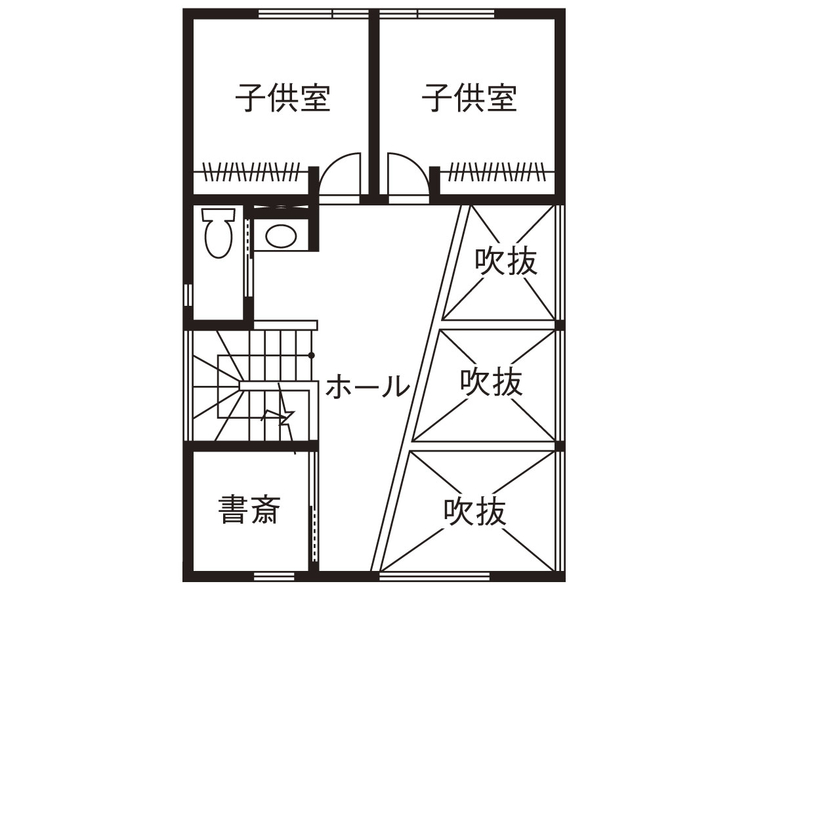 KEN建築工房 【河内長野市／3000万円台／間取り図有り】家族で楽しむアウトドアライフーおうちキャンプができるお住まいの間取り図（4LDK+和室+SIC）2階